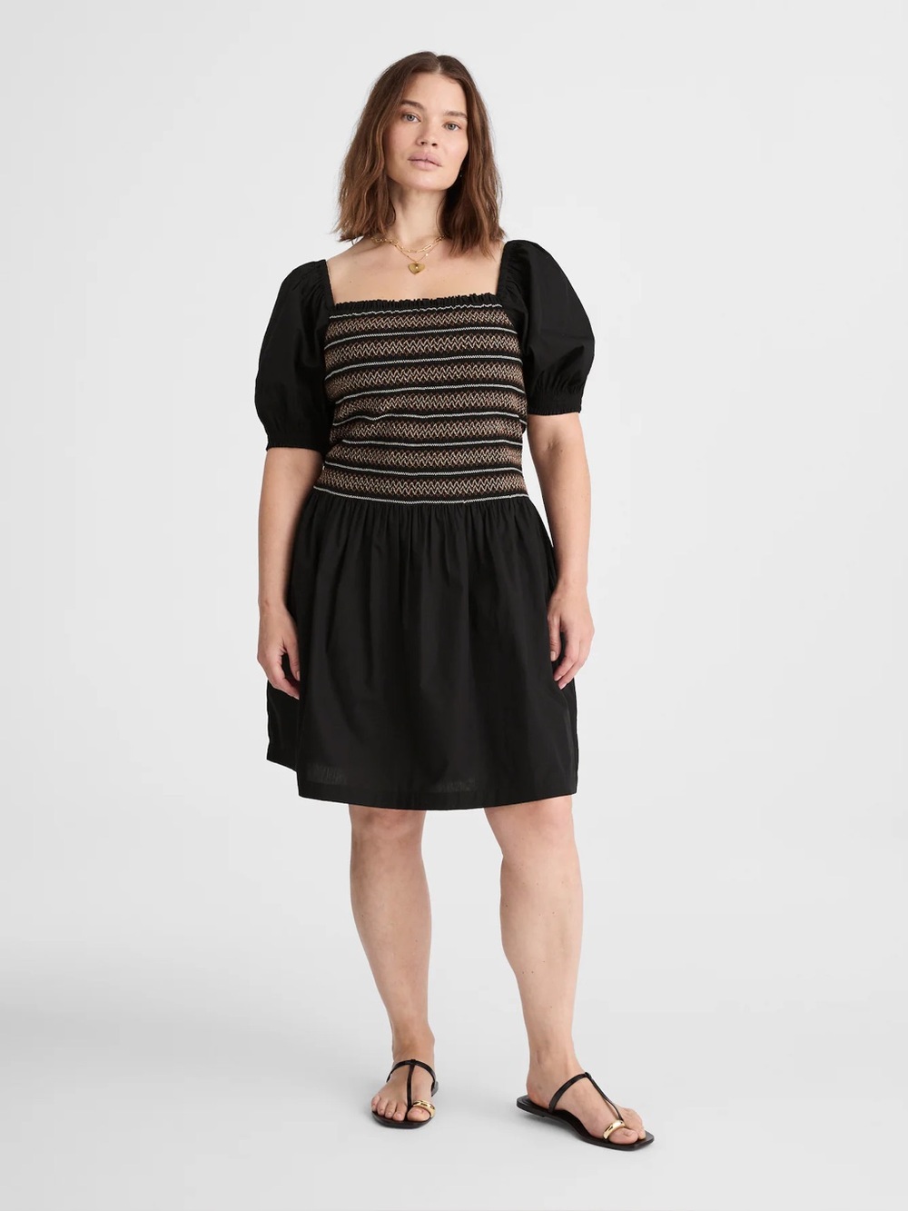 Madewell Poplin Puff-Sleeve Mini Dress size large